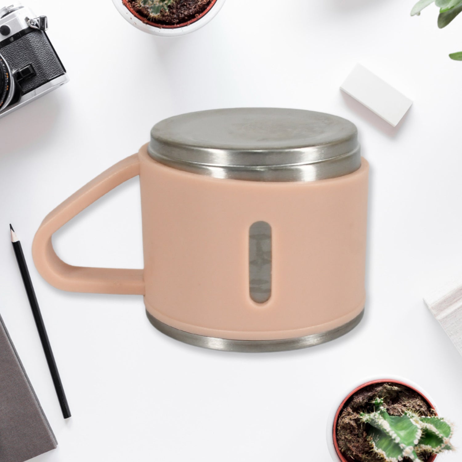 Stainless Steel Vacuum Coffee / Tea Cup, Tea Mug Hot Insulated Double Wall Stainless Steel, Coffee, and Milk Cup with Handle Easy To Carry: Coffee Cup (6 pc) Your Brand