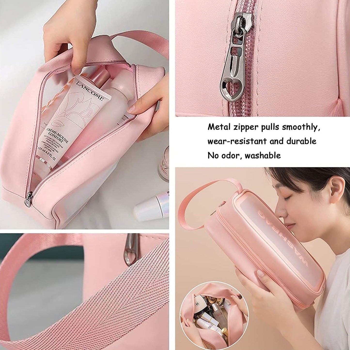 Cosmetic Pouch, Make up Bag for Home & Travel, Toiletry Bag for Cosmetics, Brushes, Accessories Set of 3 Small, Medium & Big - Wash Bag Your Brand
