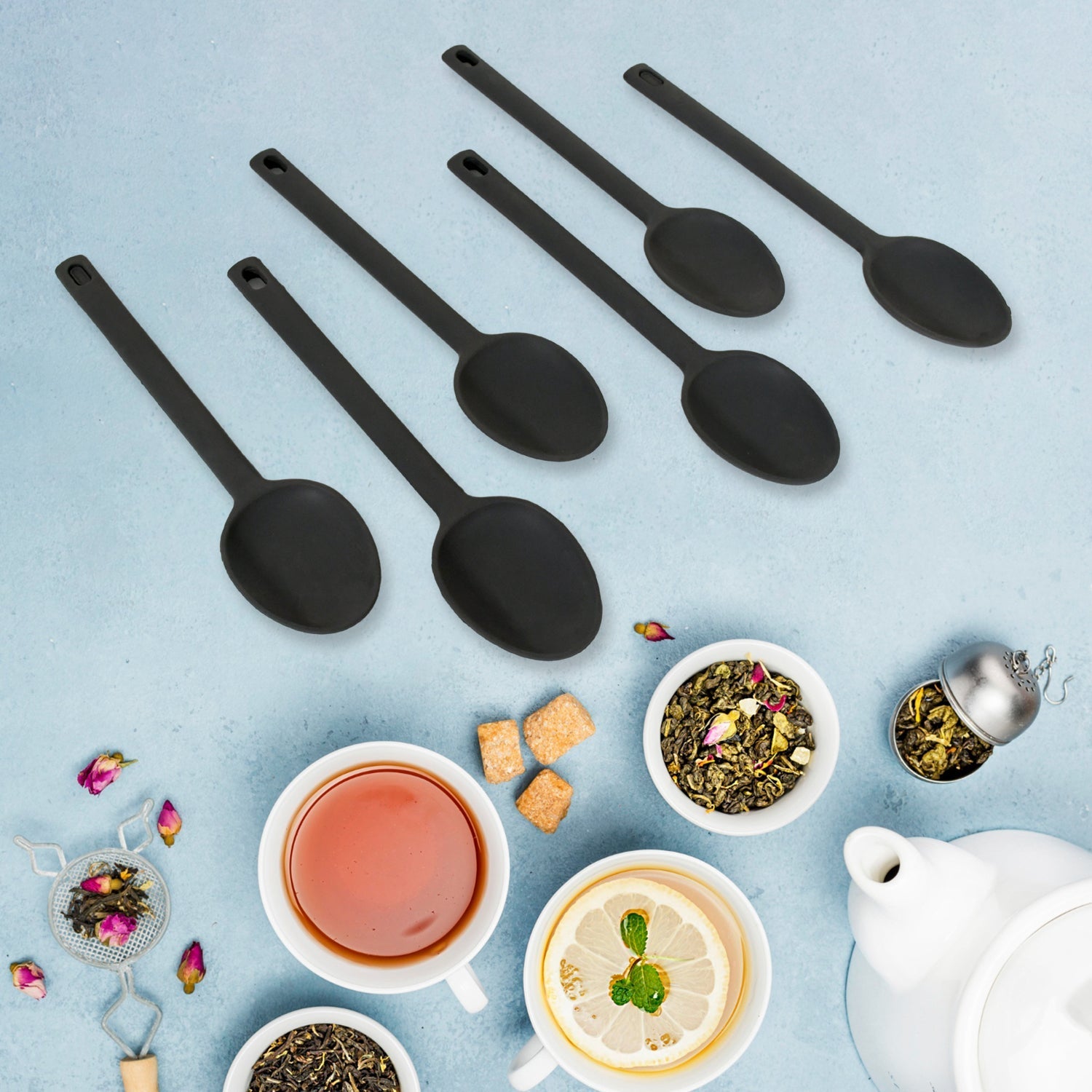 Multipurpose Silicone Spoon, Silicone Basting Spoon Non-Stick Kitchen Utensils Household Heat-Resistant Non Stick Spoons Kitchen Cookware Items For Cooking and Baking (6 Pcs Set) Your Brand