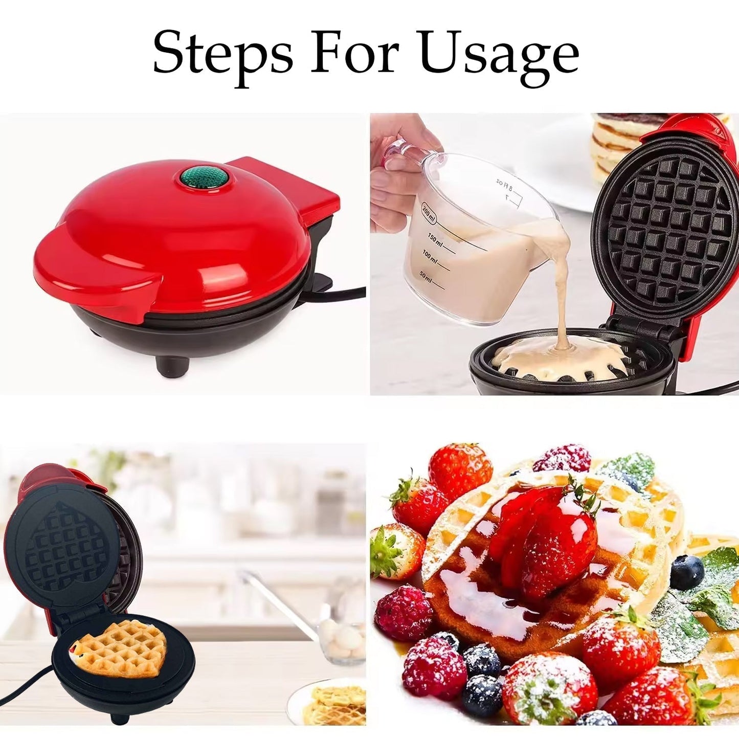 Mini Waffle Maker Machine Waffle Iron Home Appliances Kitchen Gift Easy To Clean, On-Stick Surfaces, Perfect Breakfast, Dessert, Sandwich, Cakes, Other Snacks Machine Your Brand