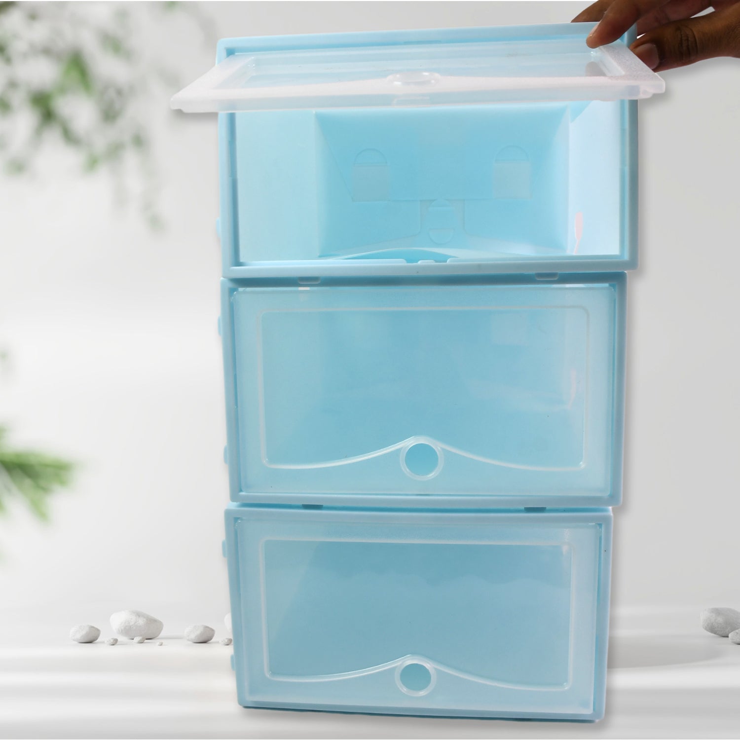 3 Layer Plastic Shoes Storage Box, Stackable Shoe Storage (1 Set / 3 Layer Set) Your Brand