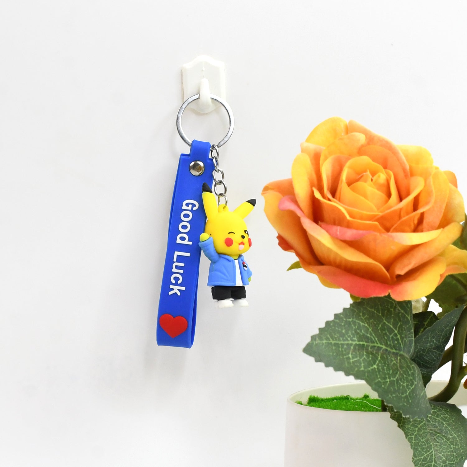 Cute Silicone 3D Key Chain with Metal Hook & Strap (Pack of 1) Your Brand