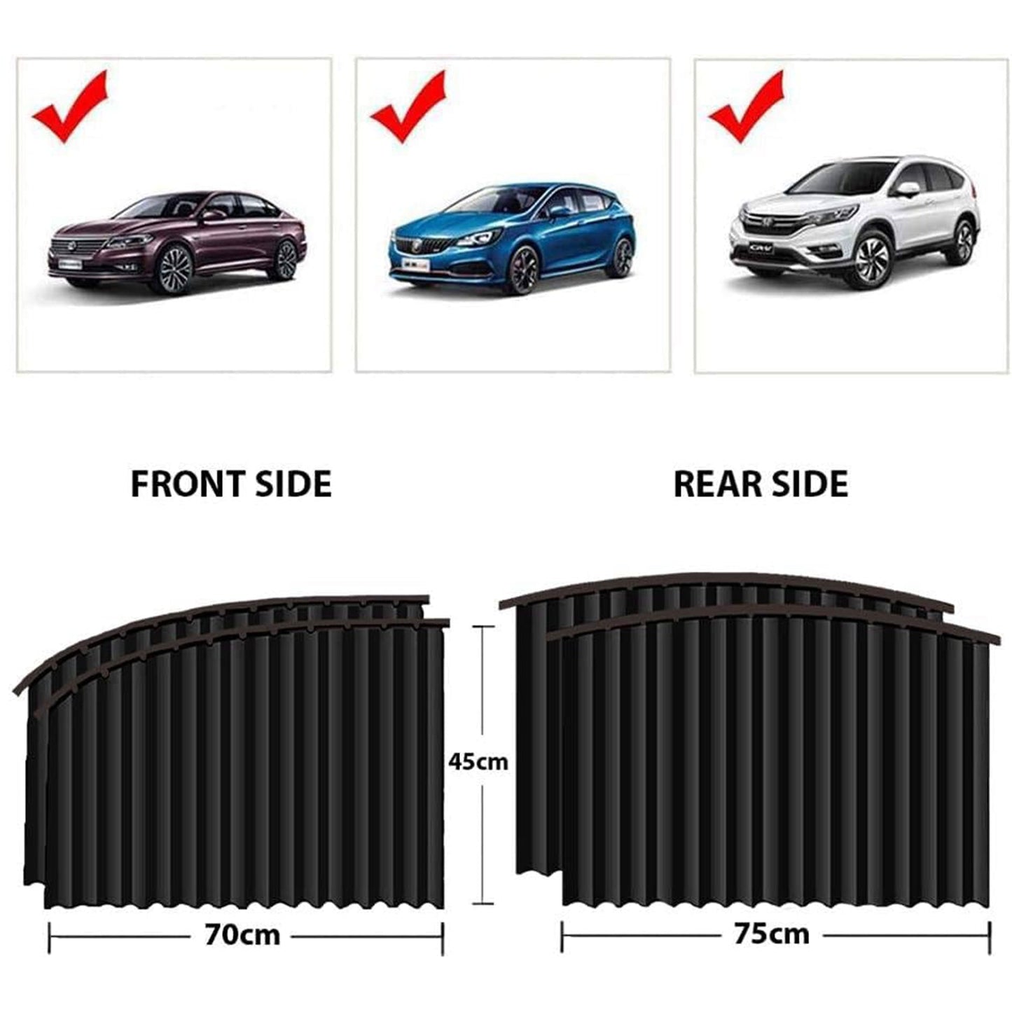 Curtain for Car Window | Heat & Sunshade Protection (4 Pcs With Curtain Hook & Adhesive Tap Set)q Your Brand