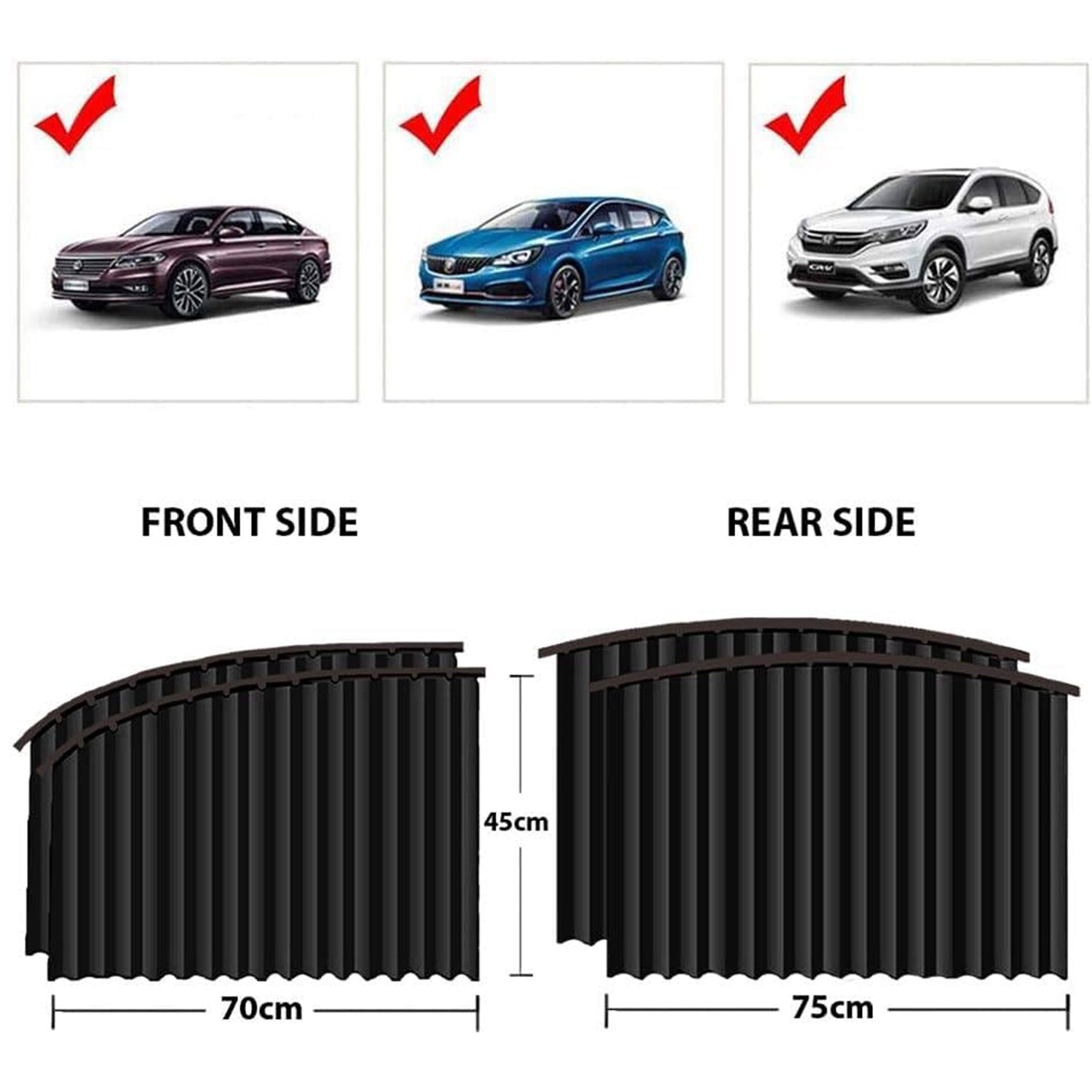 Curtain for Car Window | Heat & Sunshade Protection (4 Pcs With Curtain Hook & Adhesive Tap Set)q Your Brand