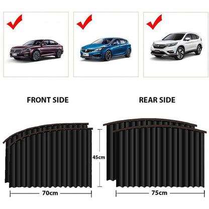 Curtain for Car Window | Heat & Sunshade Protection (4 Pcs With Curtain Hook & Adhesive Tap Set)q Your Brand
