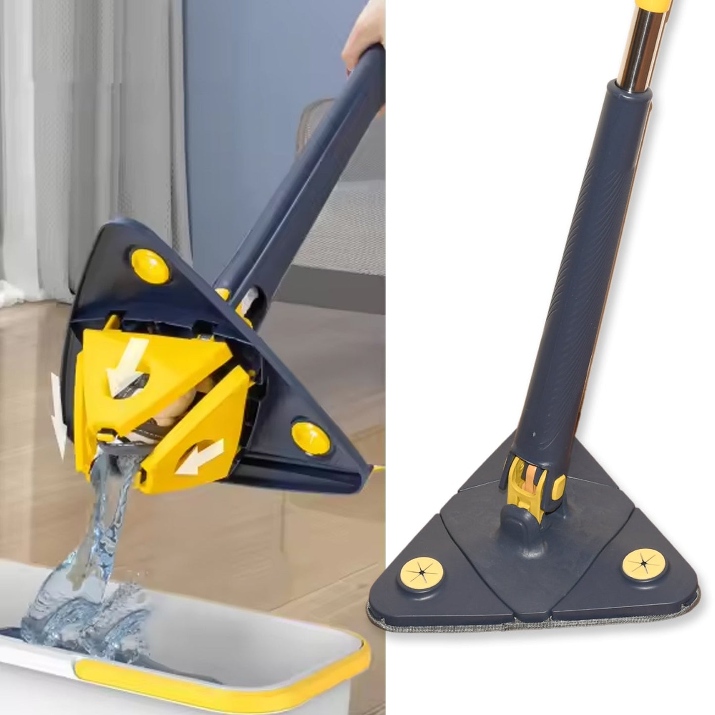 Rotatable Adjustable Triangle Cleaning Mop Triangle Mop with Long Handle(1 Pc)