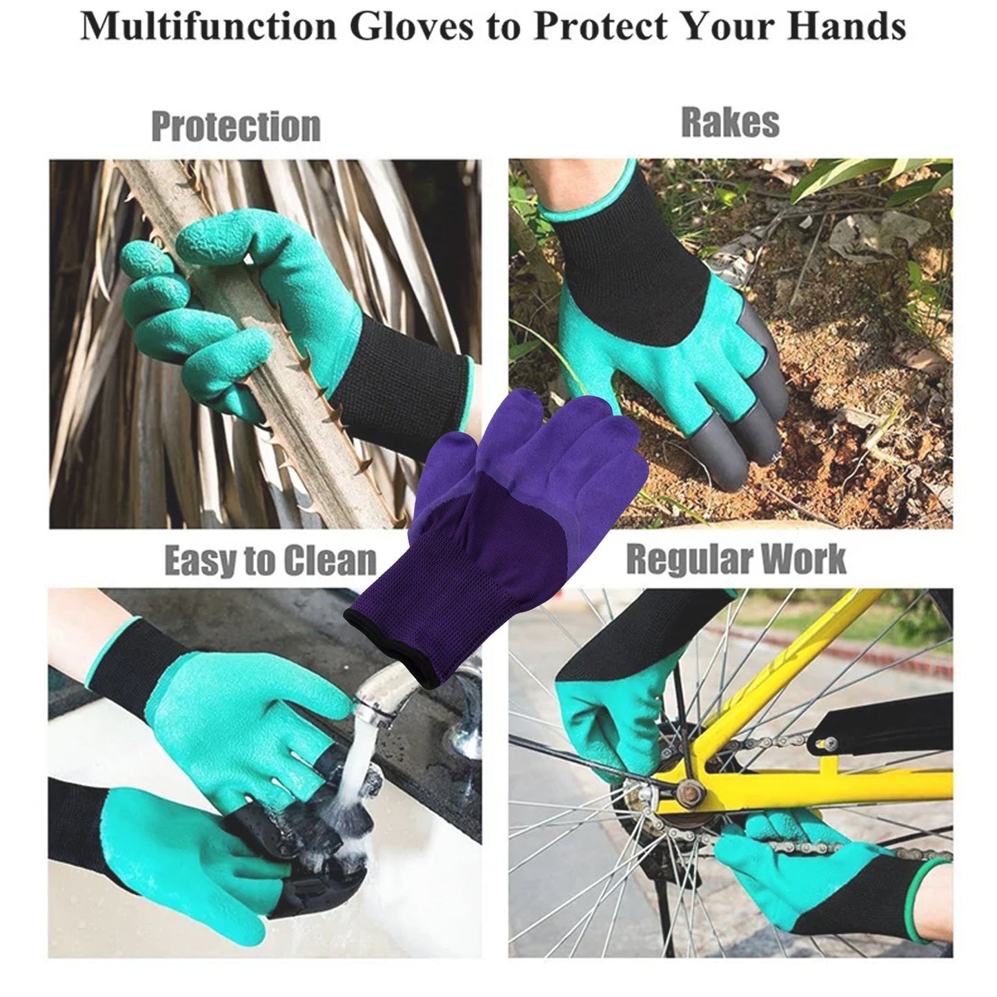 Garden Farming Gloves With Hand Fingertips & Plastic Claws (1 Pair) Your Brand