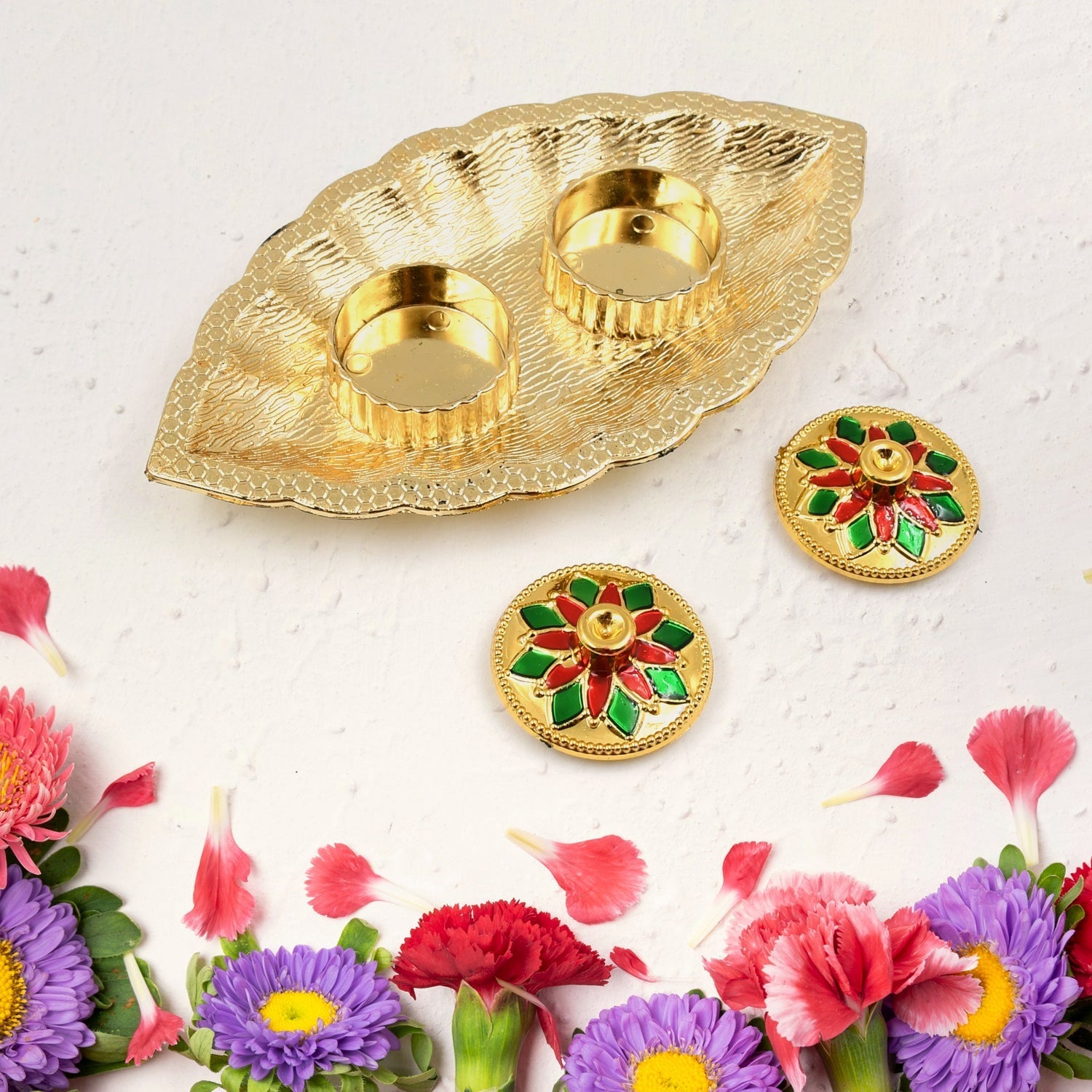 Leaf Shape Special Puja Thali (1 Pc / Mix Design) Your Brand
