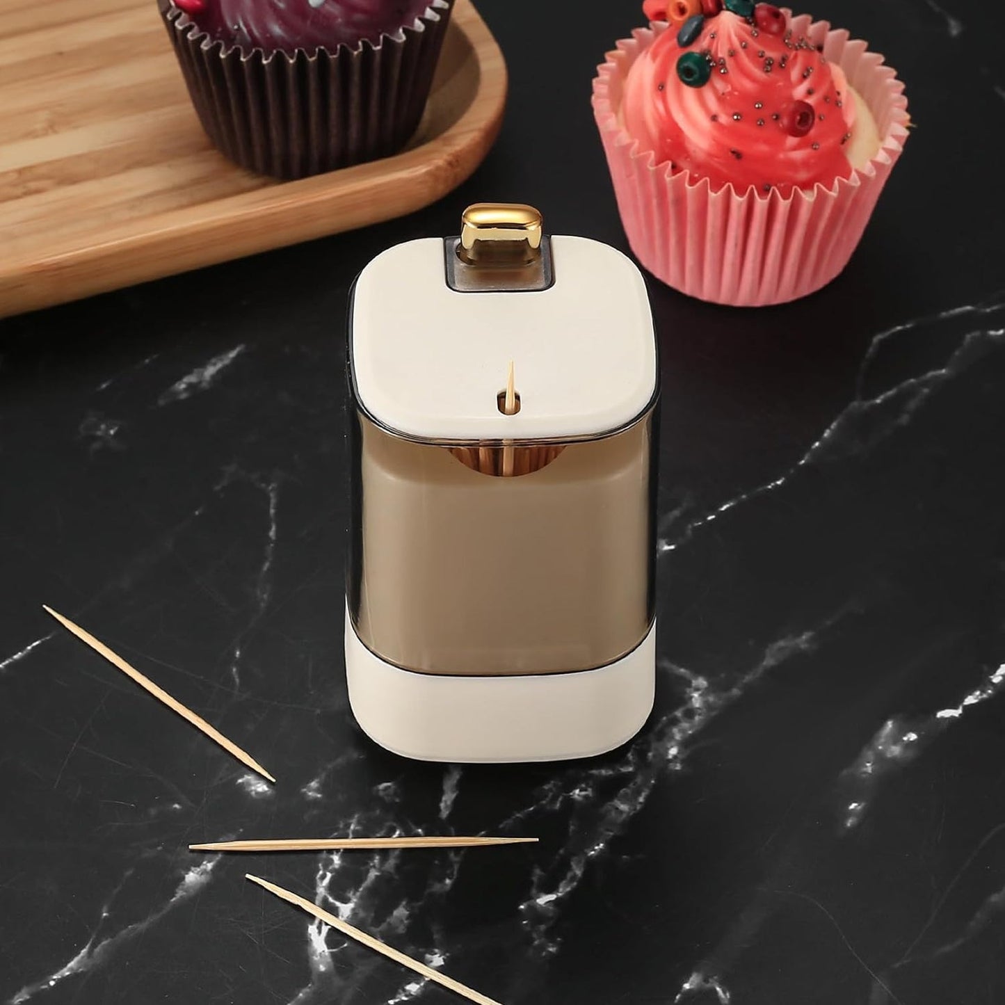 Toothpick Holder Dispensers, Automatic Toothpicks Container, Toothpicks Storage Dispensers Box, for Home Living room Kitchen Restaurant (1 Pc) Your Brand