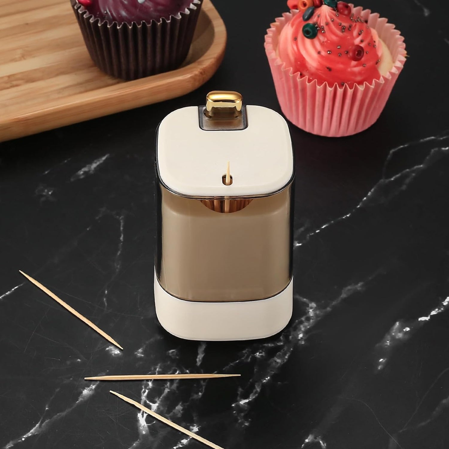 Toothpick Holder Dispensers, Automatic Toothpicks Container, Toothpicks Storage Dispensers Box, for Home Living room Kitchen Restaurant (1 Pc) Your Brand