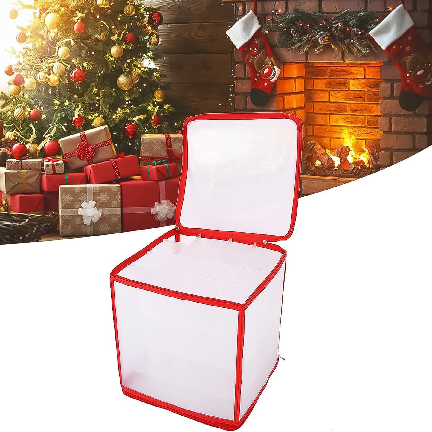 Storage Box Transparent PVC Zipper Sealed Lasting Sock Organizer with Compartment (30×30 CM / Inside Cardboard sheet) Your Brand