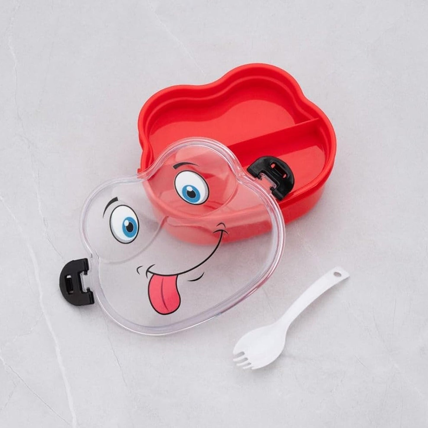 Double Layer Froggy Shape Lunch Box with Spoon (1 Pc / Mix Color) Your Brand