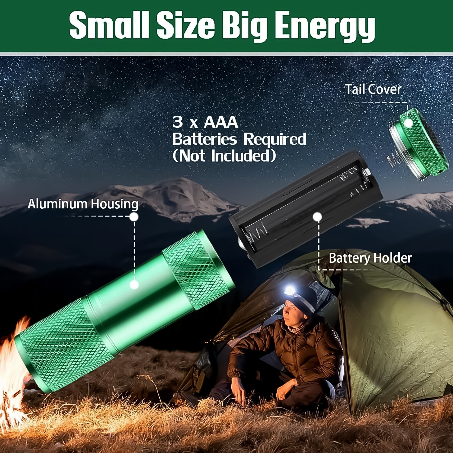 Super-Bright Mini 9 LED Bulb Pocket Torches - Small Torch Flashlight for Camping, Hiking, DIY, Travelling, Outdoors and More 3 Battery operated (Battery not included / 1 pc) Your Brand