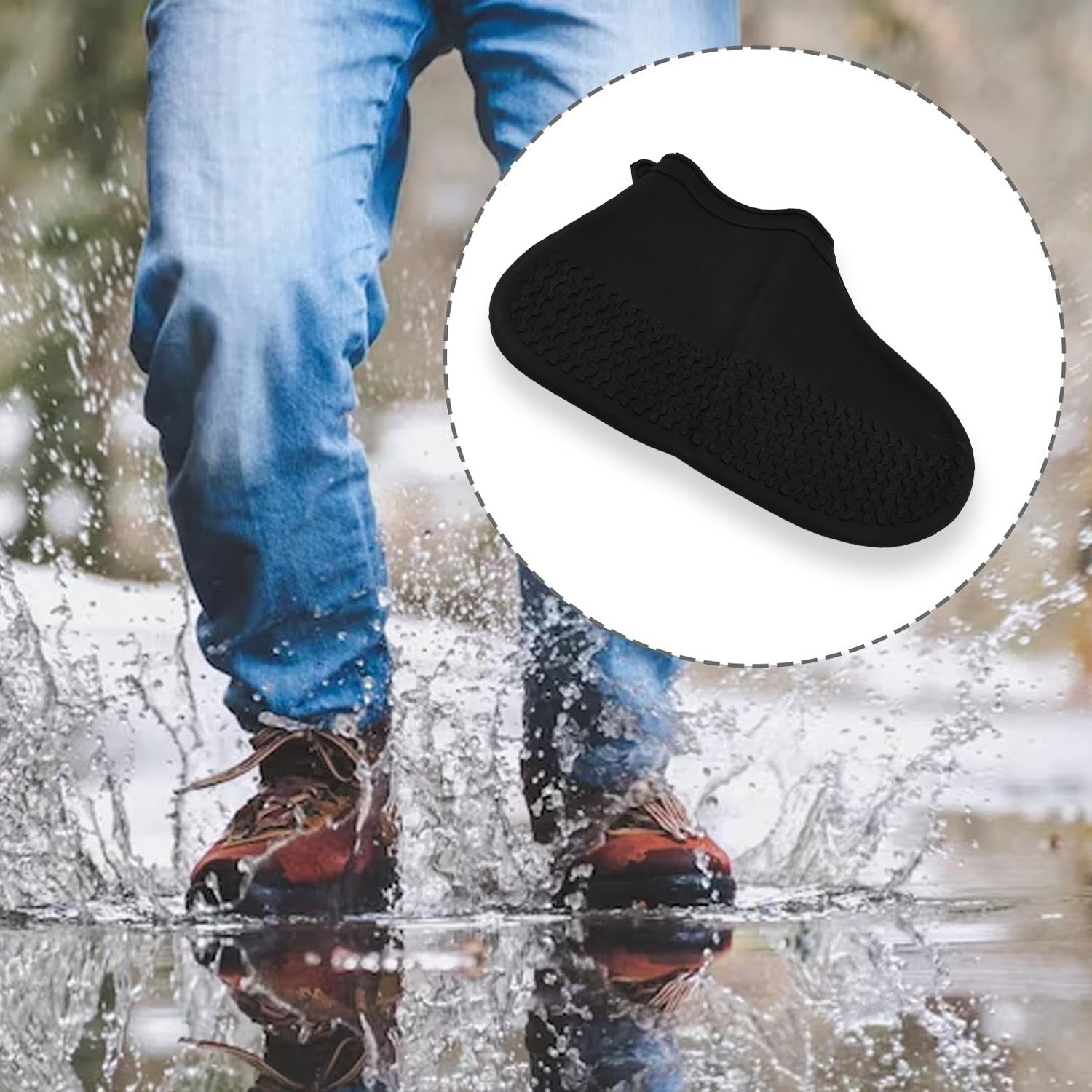 Non-Slip Silicone Rain Reusable Anti skid Waterproof Fordable Boot Shoe Cover (Small Size/ 1 Pair) Your Brand