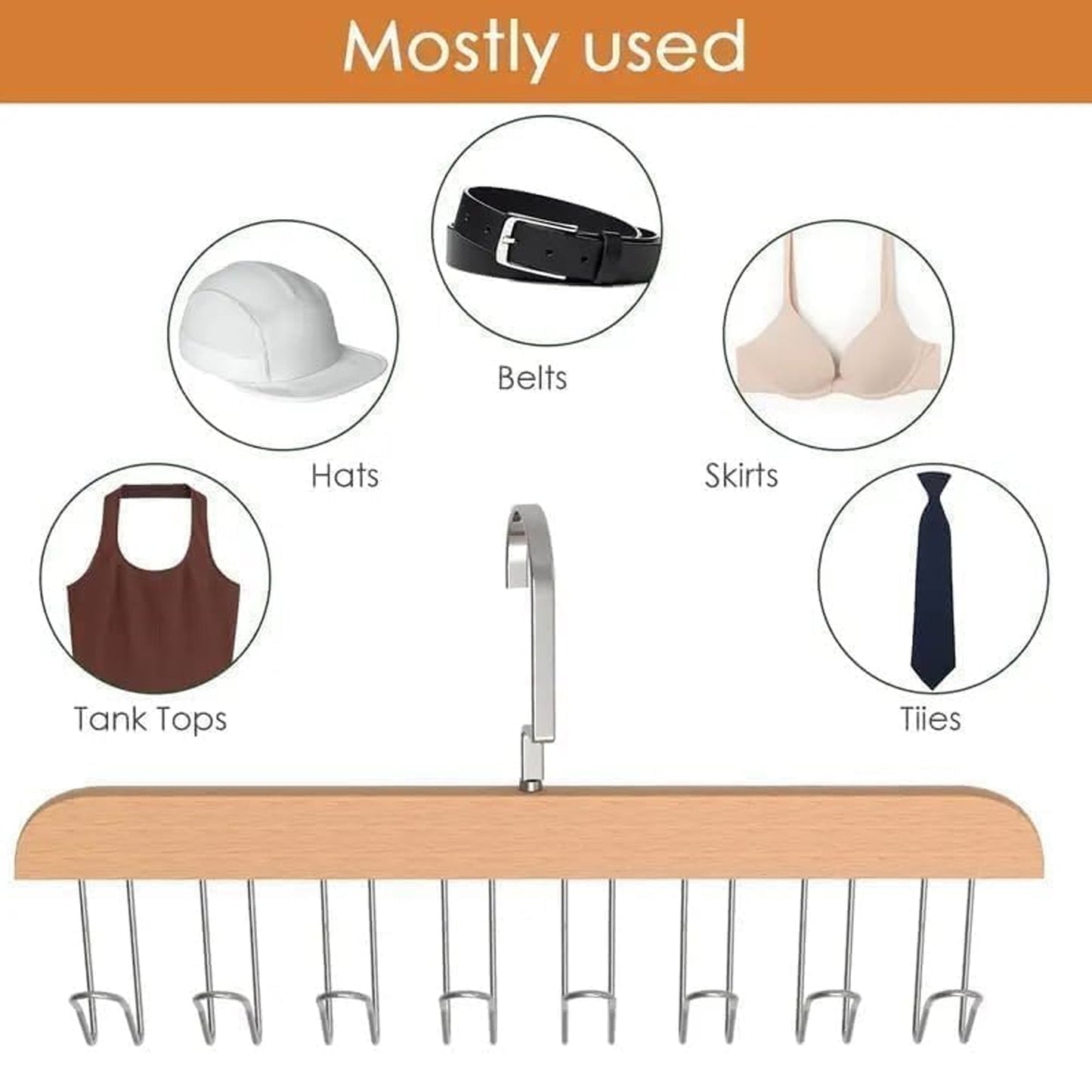 Space Saving 8 Hooks Wooden Hangers (1 Pc) Your Brand