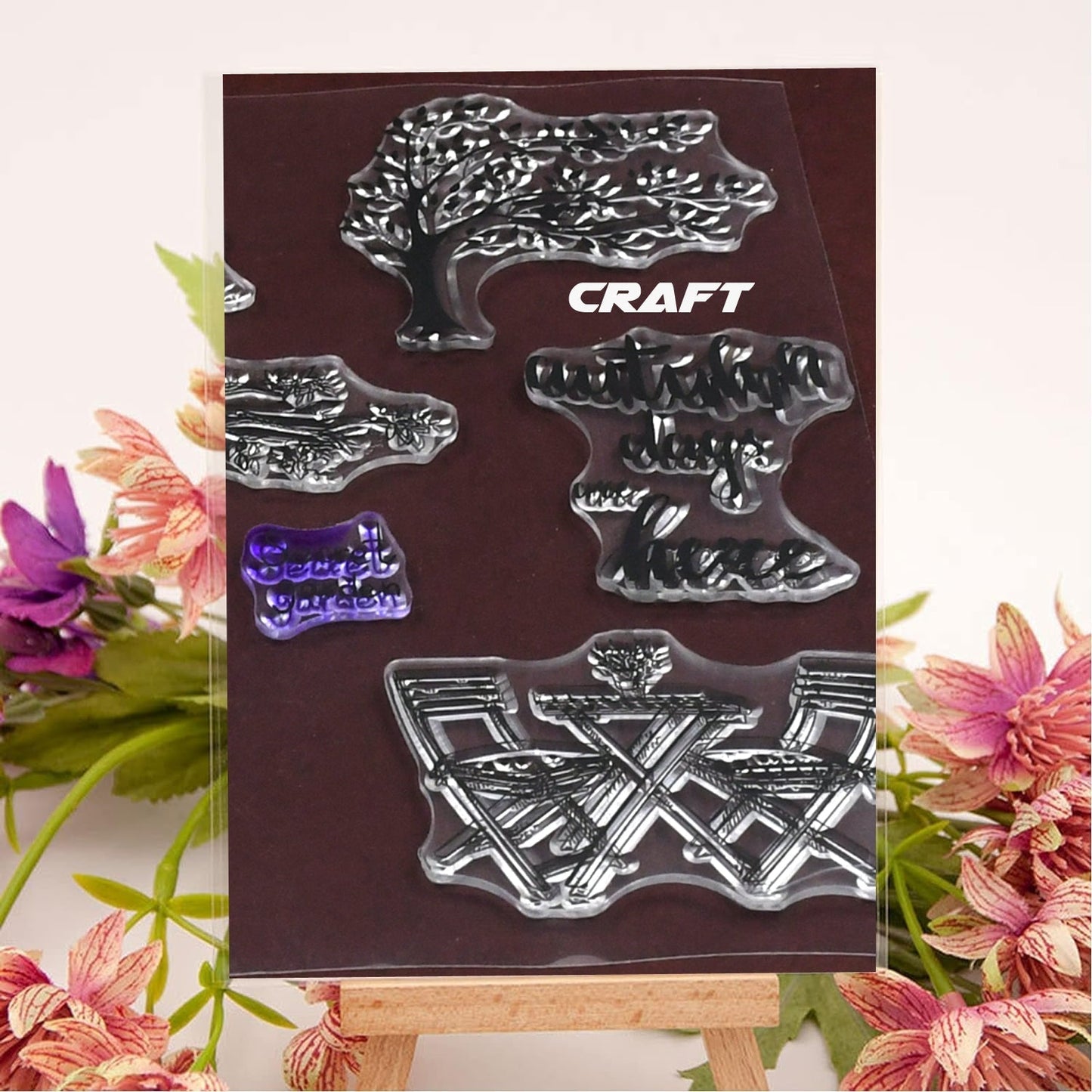 Reusable Transparent Rubber Stamp for Paper Crafts (Mix Design / 1 Sheet) Your Brand