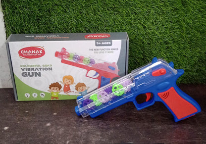Plastic Gear Simulation Toy Gun for Kids, Pretend Play Gun Toys with 3D Flashing Lights and Exciting Music, Electric Laser Toy Guns with Rotating Gear Mechanism, Toy for Birthday Gift for Kids 3+ Years (Pack of 1) Your Brand