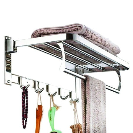 0491 Stainless Steel Folding Towel Rack Cum Towel Bar 18 Inch Wukusy