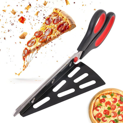 Stainless Steel Pizza Cutter Scissors Plastic Handle with Removable Spatula Your Brand