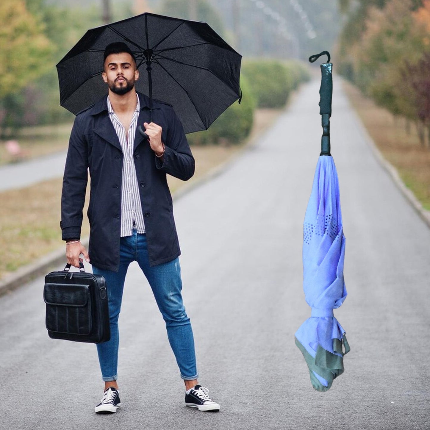 Travel Umbrella Windproof Umbrella Compact Folding Reverse Umbrella Unique Folding Umbrella (1 pc) Your Brand
