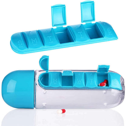 Pill & Vitamin Bottle, Water Bottle Multi Functional Use for Traveling & Outdoor Use Water Bottle, Travelling kit, Summer Special Bottle (600 Ml /  Mix Color ) Your Brand