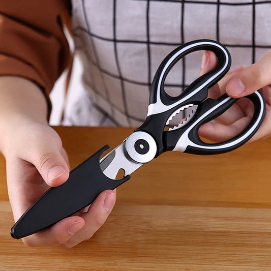 3 in1 Multi-Function Kitchen Household for Vegetables, Fruit, Cheese & Meat Slices with Bottle Opener Stainless Steel Sea Food Scissor (1 Pc ) Your Brand