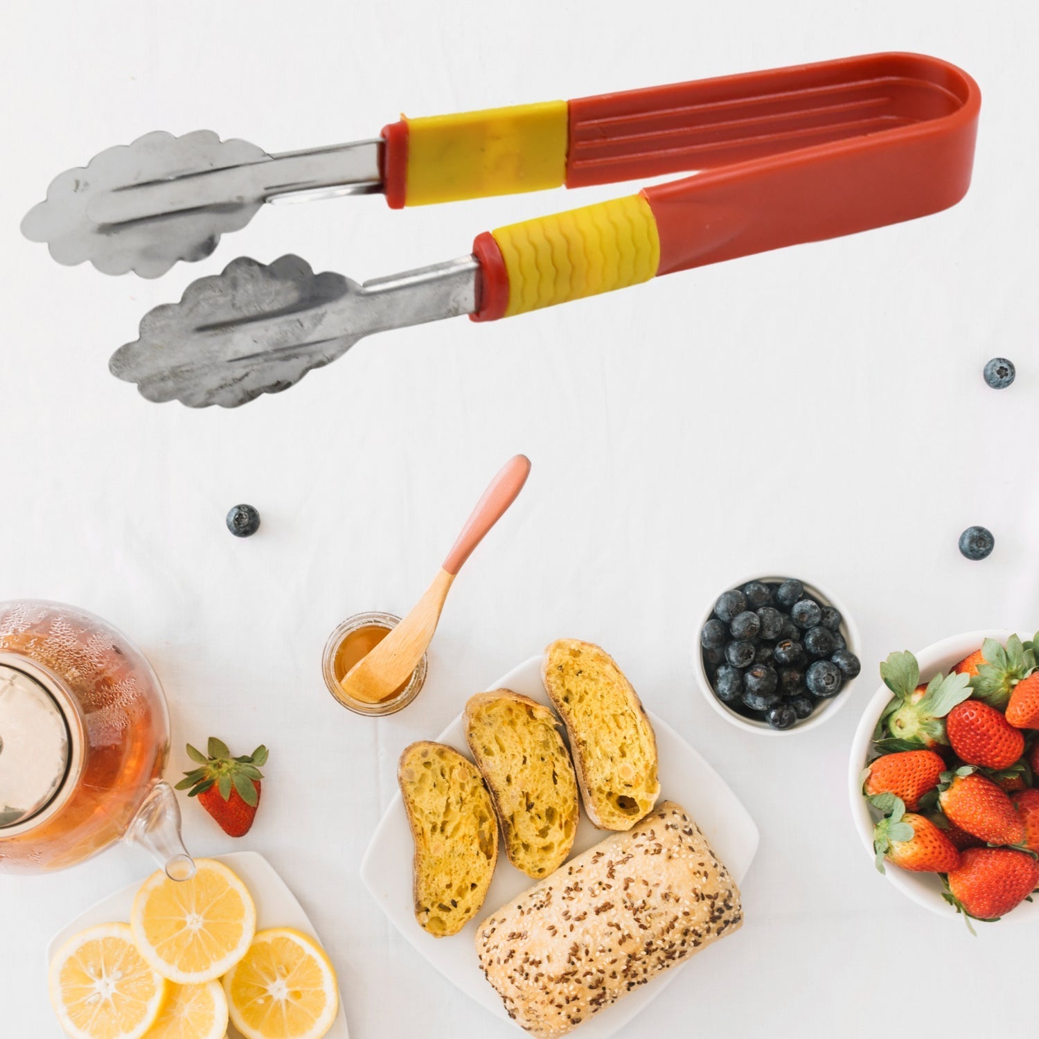 Stainless Steel Multipurpose Utility Tong / Serving Food Tongs / Tong for Kitchen and Bar / Frying, Clipping, Grilling Tong (2 Pcs Set) Your Brand