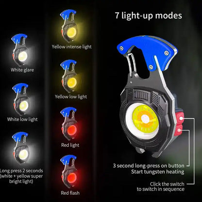 Keychain Led Flashlight Rechargeable Multi Function 6 Lighting Modes Pocket Key Chain Flash Light USB for Outdoor Camping,Walking With Cigarette Lighter Your Brand