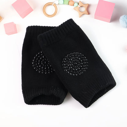 Soft Black Wool Knee Guards for Young Children
