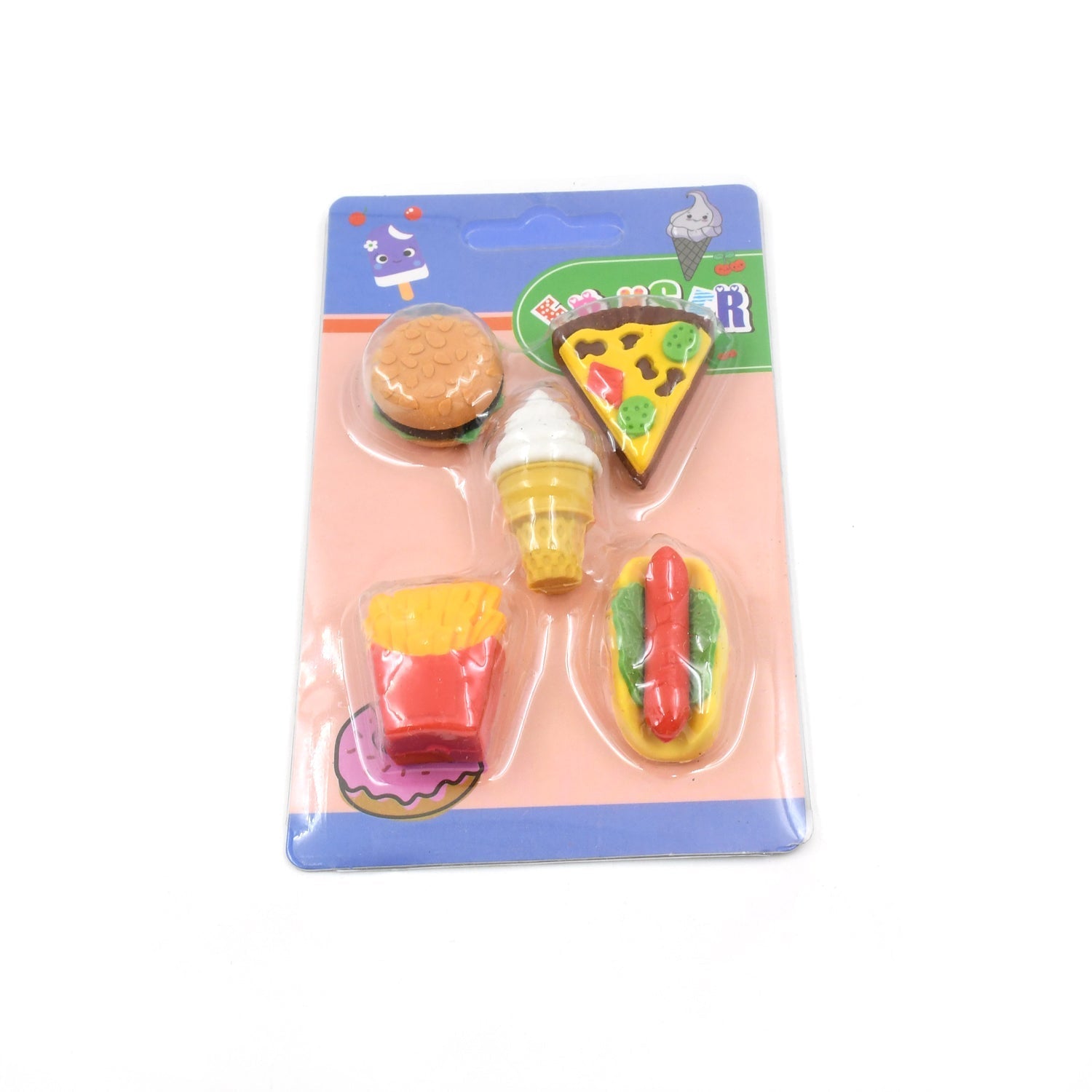 3D Food Fancy & Stylish Colorful Erasers, Mini Eraser Creative Cute Novelty Eraser for Children Different Designs Eraser Set for Return Gift, Birthday Party, School Prize (1 Set / Mix Design & Color) Your Brand