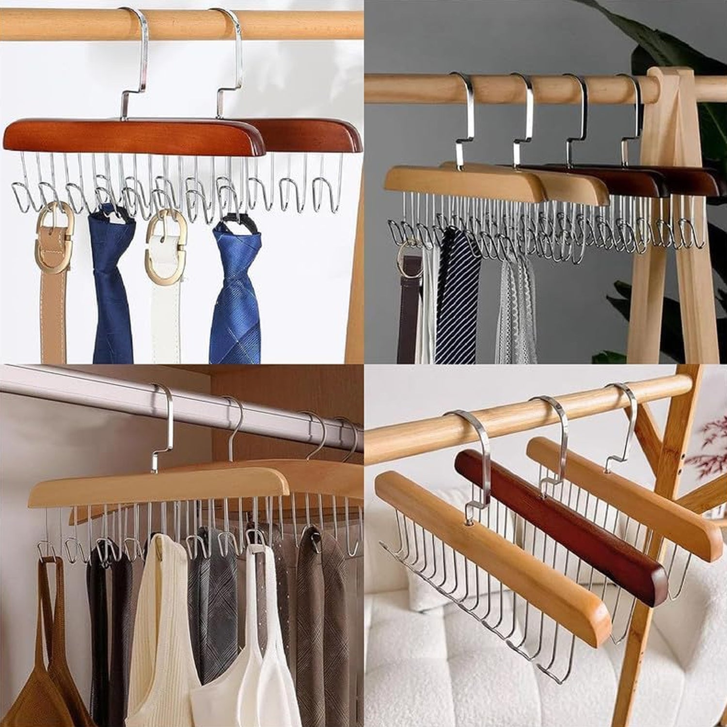 Space Saving 8 Hooks Wooden Hangers (1 Pc) Your Brand