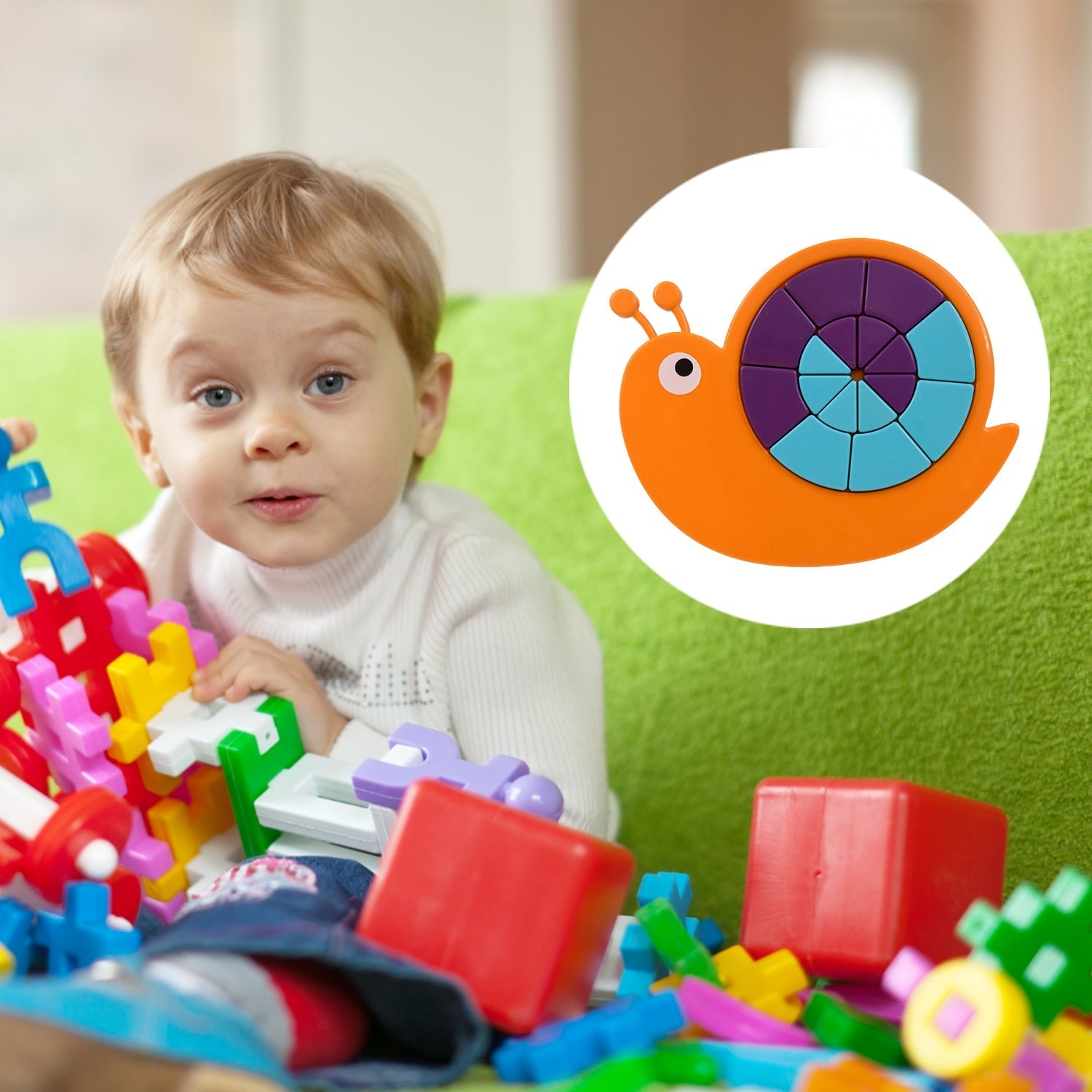Toys Snail Puzzle Kids, Mini Travel Puzzle Games & Pre School Toys Develops Motor & Reasoning Skills STEM Educational Toy, Birthday Gifts 3 - 6 Year kids, Brain Games for Kids, Building Blocks for Kids (Mix Color) Your Brand