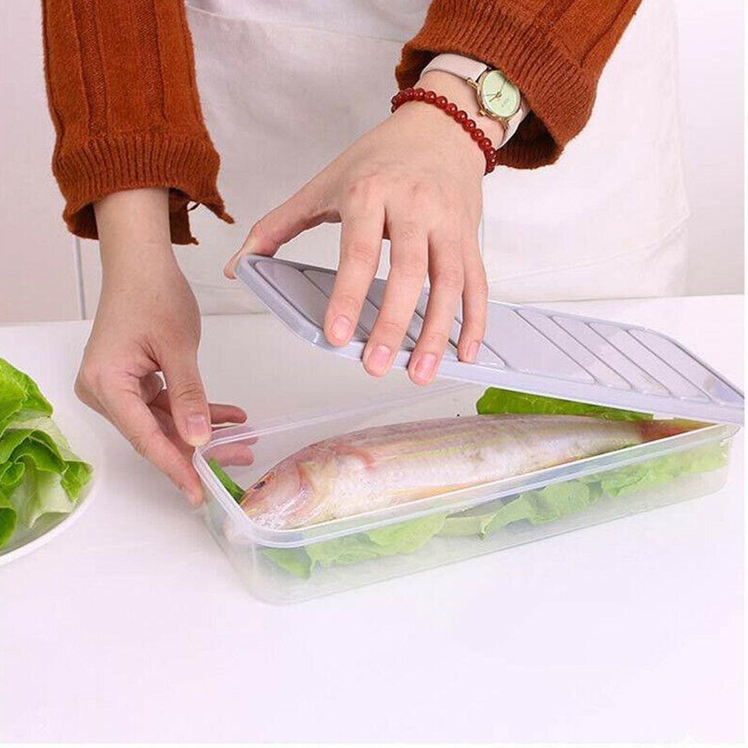 Plastic Food Storage Container for Fridge, fridge storage boxes with Lid Stackable Fridge Storage Containers freeze organizer items and storage, vegetable storage box for fridge, (3 Pcs set) Your Brand