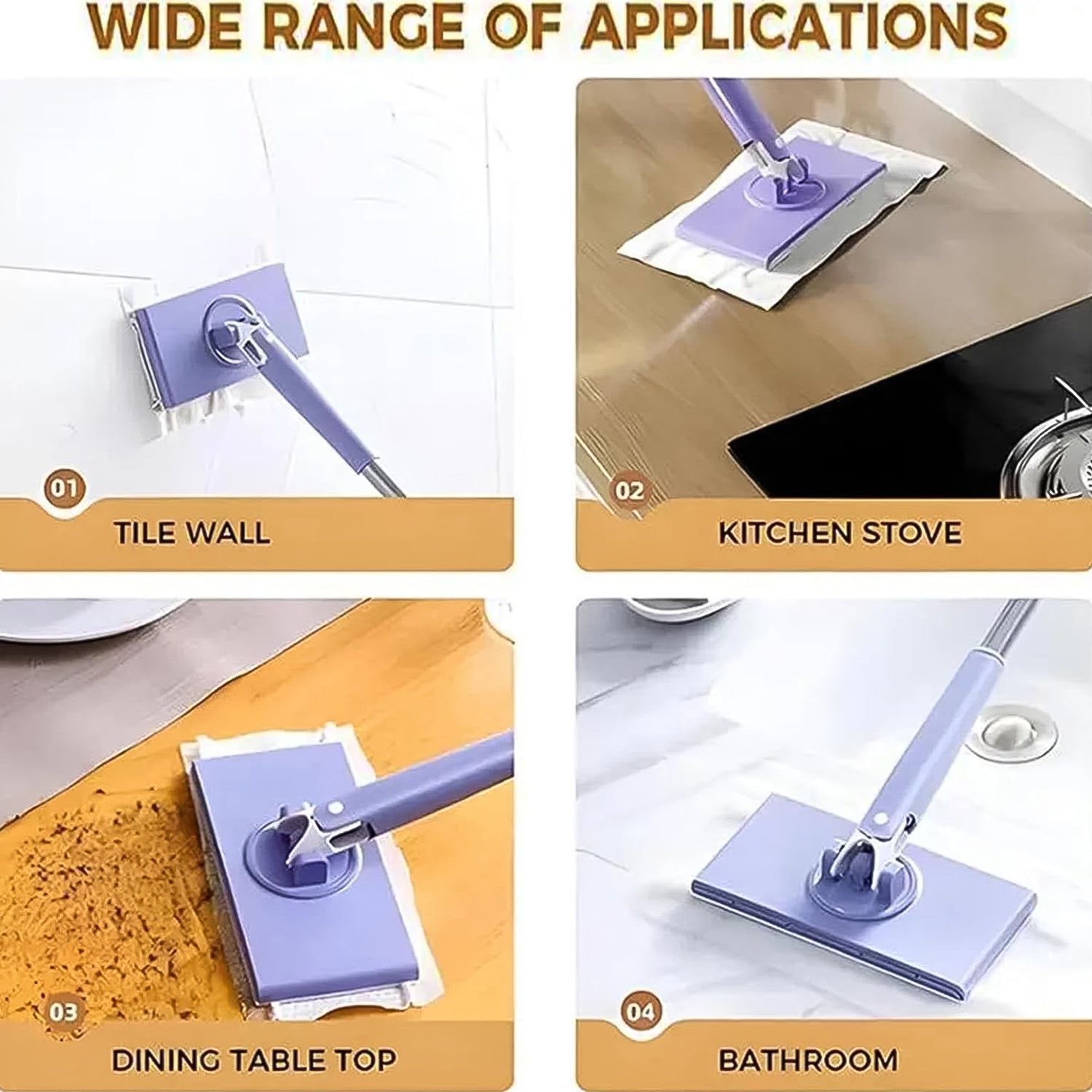 Automatic Cloth Changing Mini Mop with Push Pull Cloth Changing Handle (1 Pc) Your Brand
