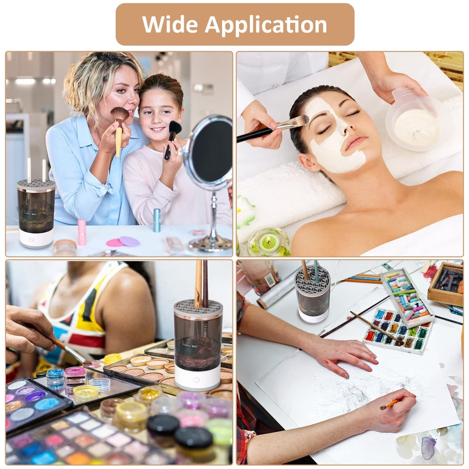 Automatic Makeup Brush Cleaner Fast Electric Brush Cleaner Hand Free Machine Super Clean Brush Washer & Brushes Organizer Tool (1 Pc) Your Brand