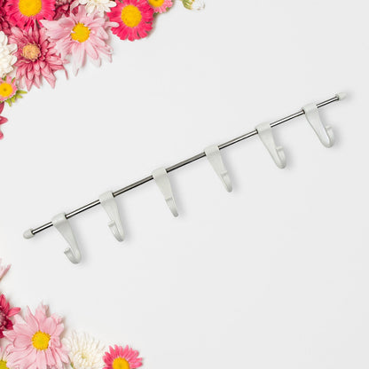 Stainless Steel Utensil Hanger Rail Nail Free Wall Mount with 2 Magic Stickers & 6 Plastic Hooks For Kitchen Your Brand