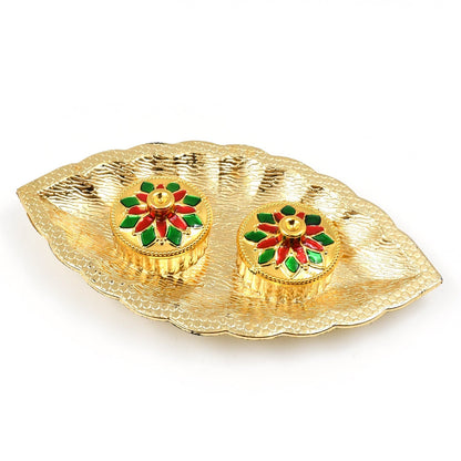Leaf Shape Special Puja Thali (1 Pc / Mix Design) Your Brand