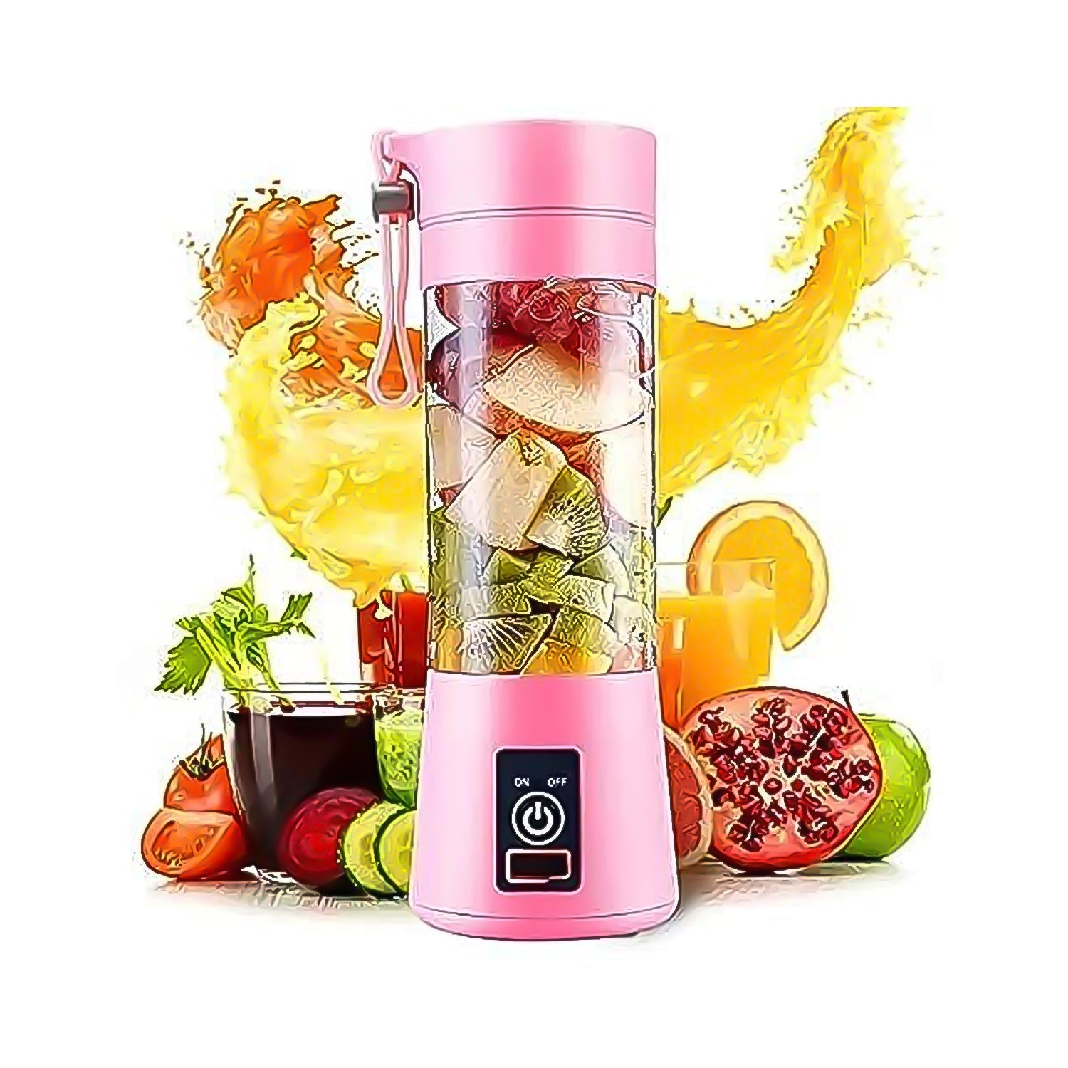 Portable Electric USB Juice Maker Juicer Bottle Blender, Grinder Mixer, 4 Blades Rechargeable Bottle (380 ML / Mix Color) Your Brand