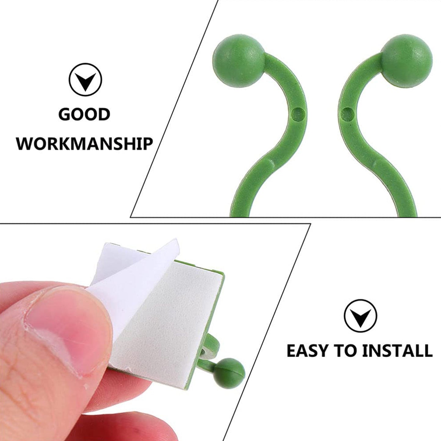 Plant Climbing Wall Fixture Clip Self-Adhesive Hook (40 Pcs Set / With plastic box) Your Brand