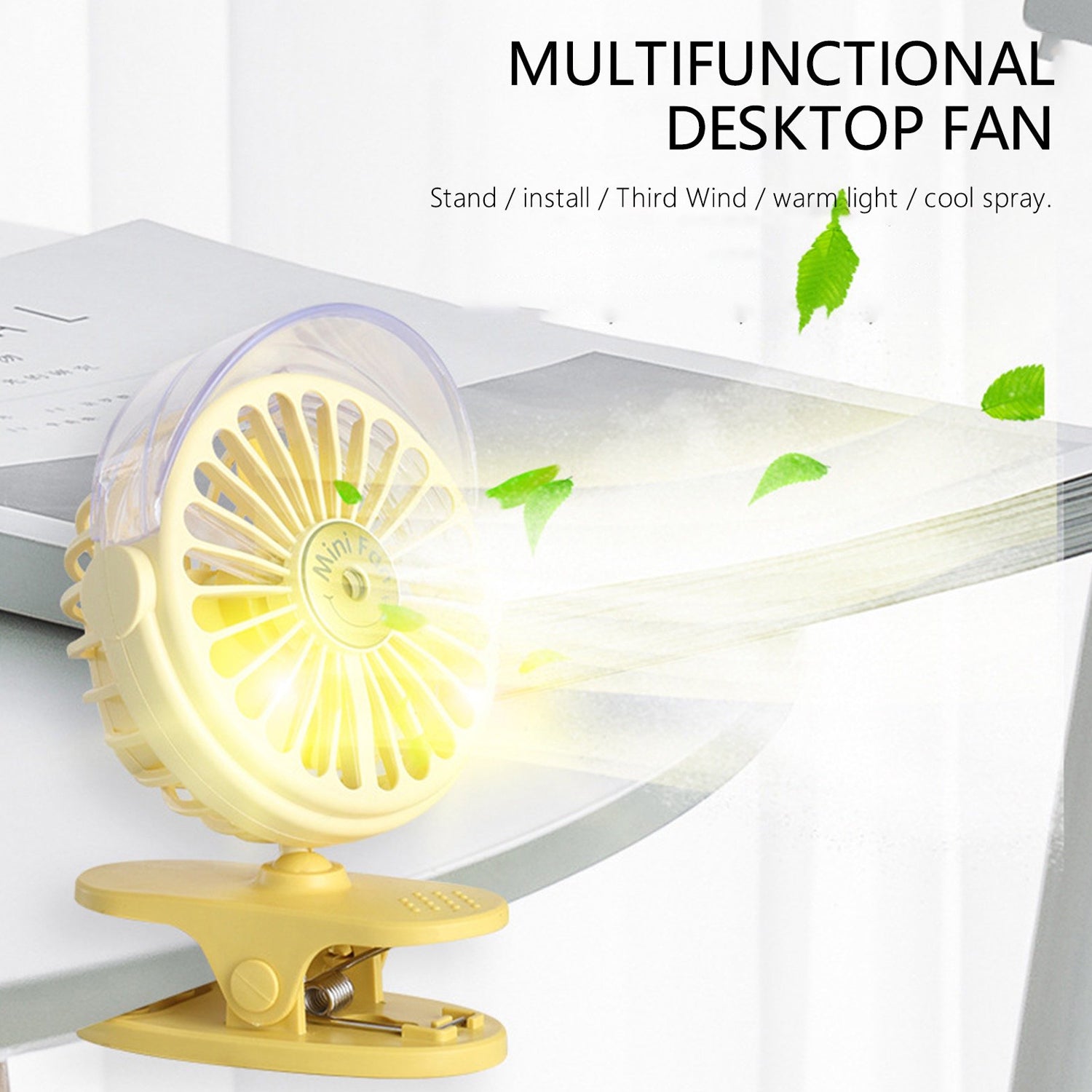 Clip Desk Fan Portable Wind Desktop Table Cooling Fan in Single Button, Adjustment Mini Personal Fan for Home Desktop Office Car Indoor Outdoor Travel (Battery Not Include) Your Brand