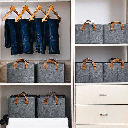 Cloth storage baskets, closet storage bins, Canvas Fabric Storage Basket for shelves, basket organizers for shelf, storage bins for clothes (48×27 Cm) Your Brand