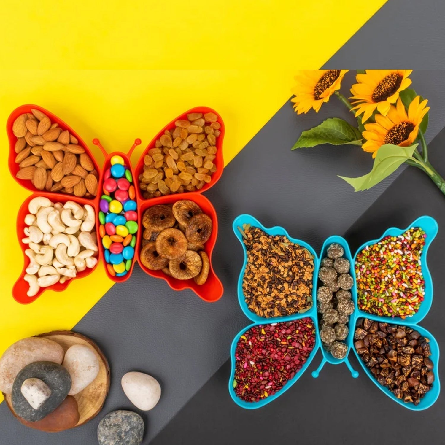 5 Compartment Multipurpose Butterfly Plastic Tray (1 Pc) Your Brand
