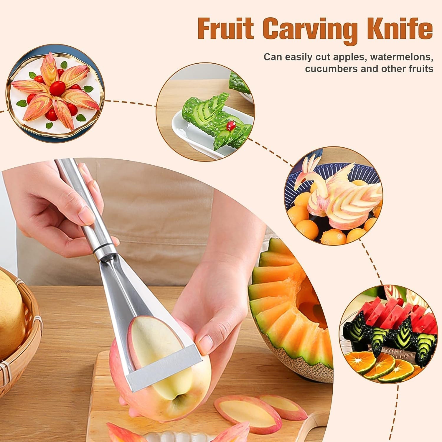 Stainless Steel Fruit Carving Knife - V Shape Channel Knife Tool (1 Pc) Your Brand