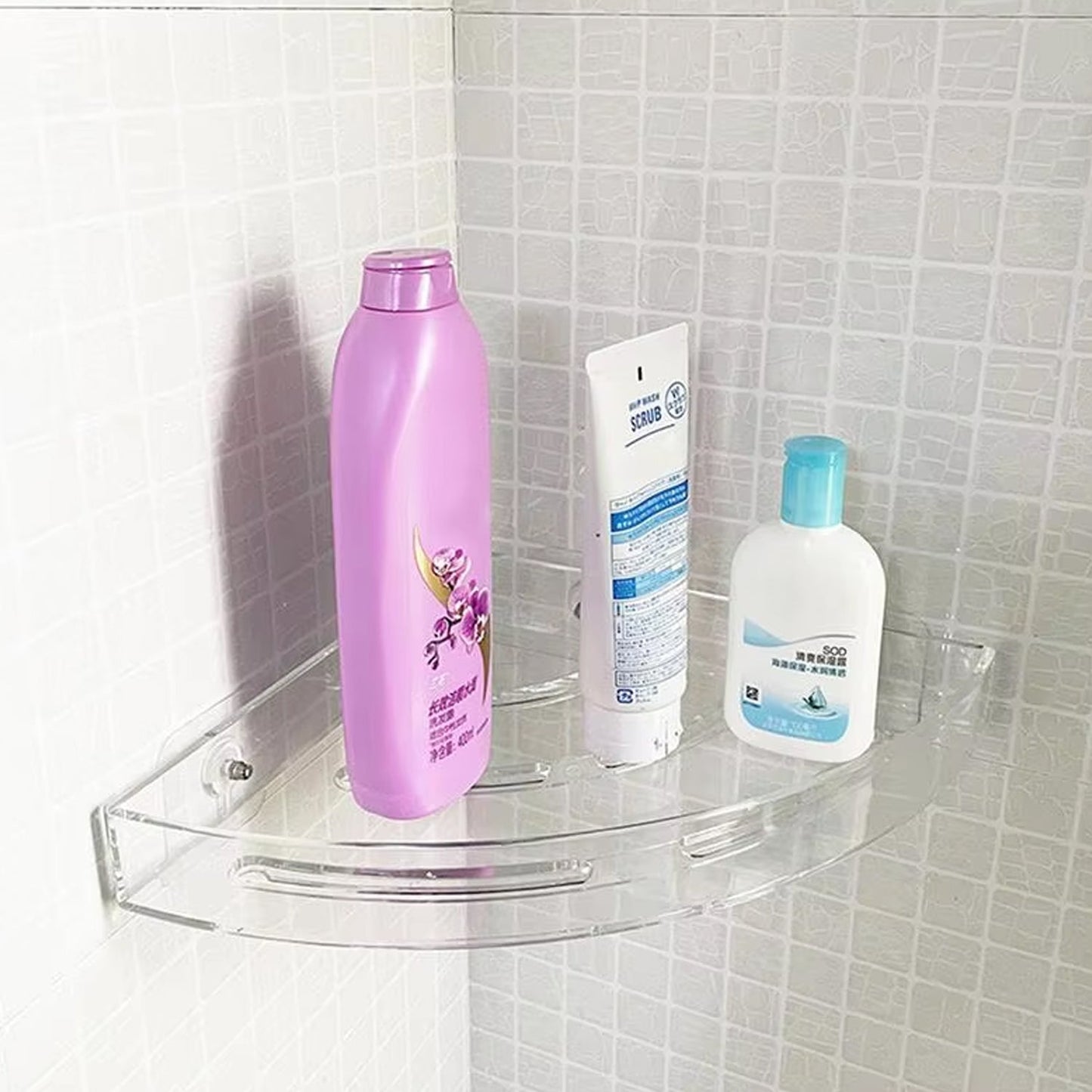 Bathroom Plastic Corner Shelf Rack Set for Wall Number of Shelves (3 Pcs Set) Your Brand
