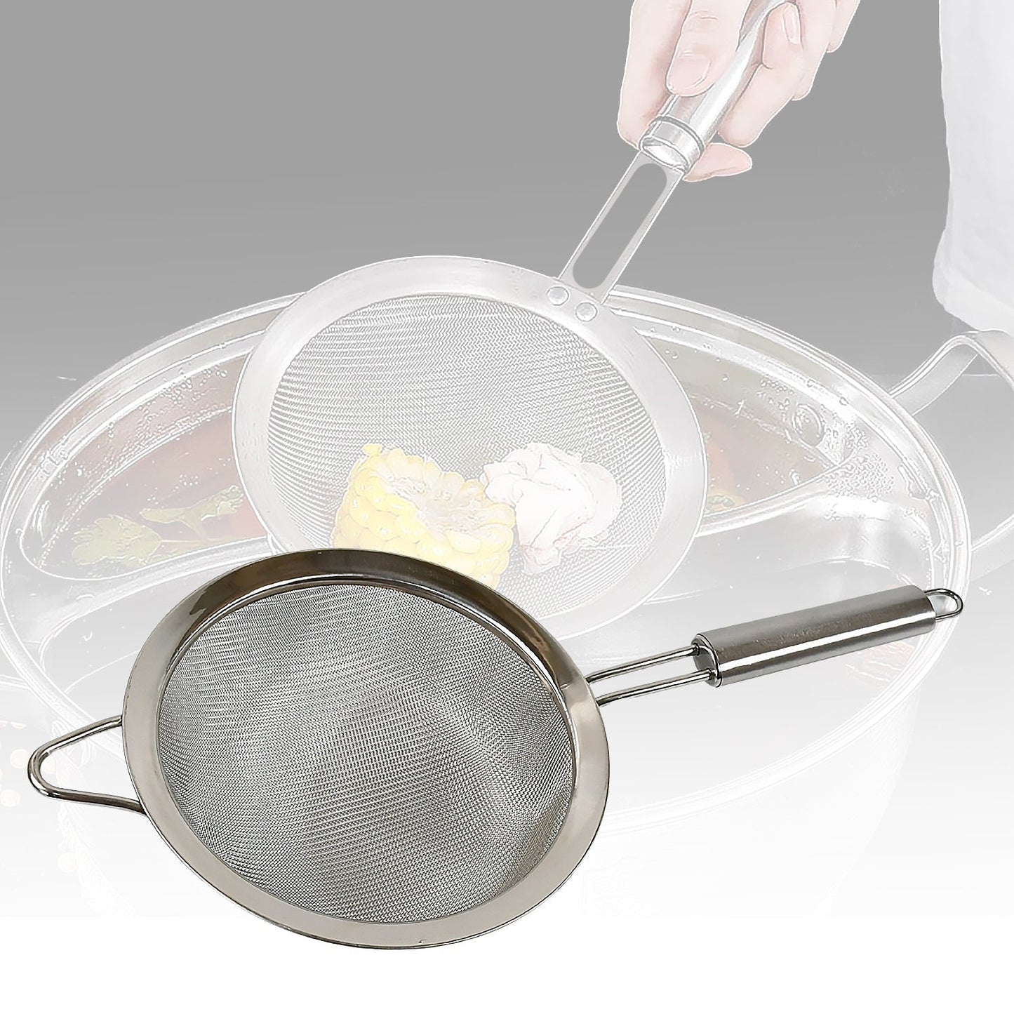 Mesh Sieve Quality Stainless Steel Fine Mesh Strainer with Sturdy Handle and Hook, Ideal for Tea Coffee, Rice, Powder, Fruit Etc Kitchen Food Kitchen Utensil Your Brand