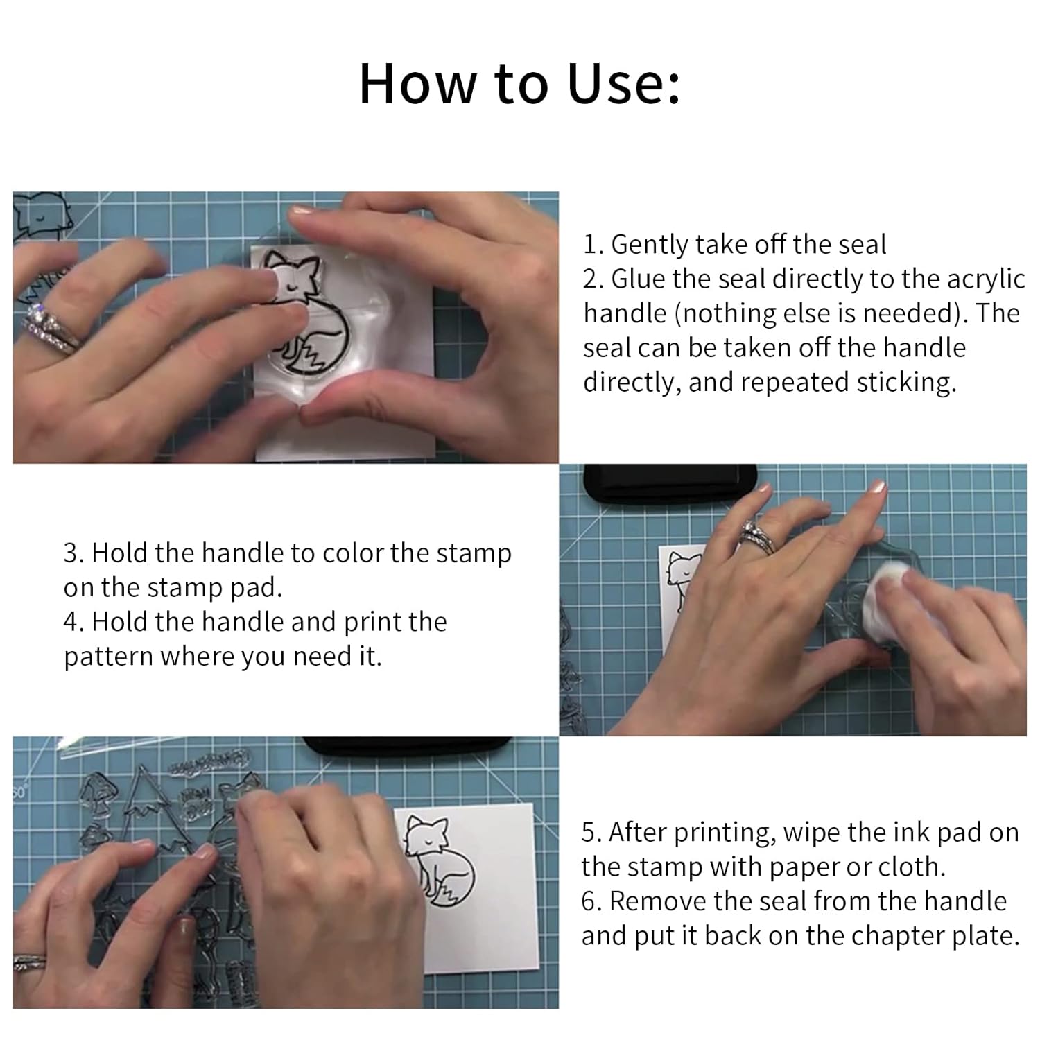 Reusable Transparent Rubber Stamp for Paper Crafts (Mix Design / 1 Sheet) Your Brand
