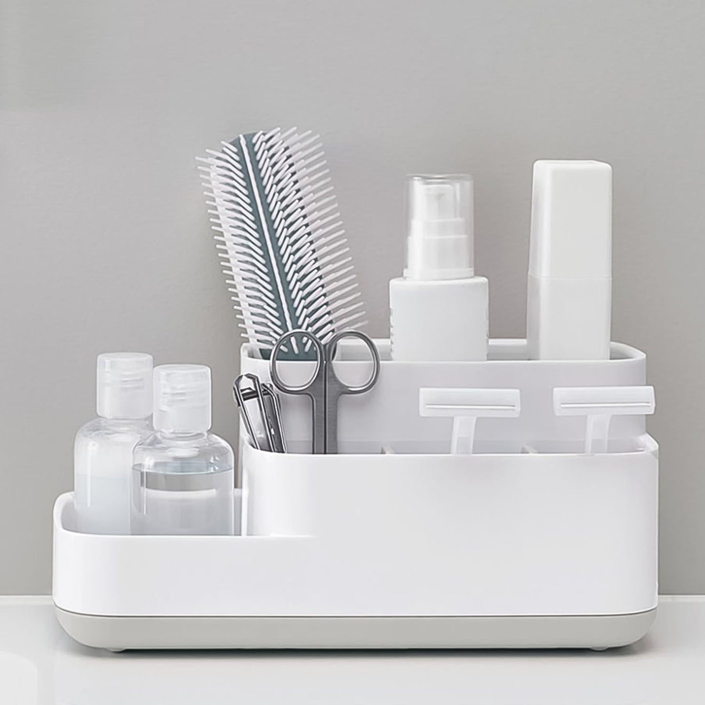 Plastic Multipurpose 5 Compartment Bathroom Desk Organizer Holder (1 Pc) Your Brand