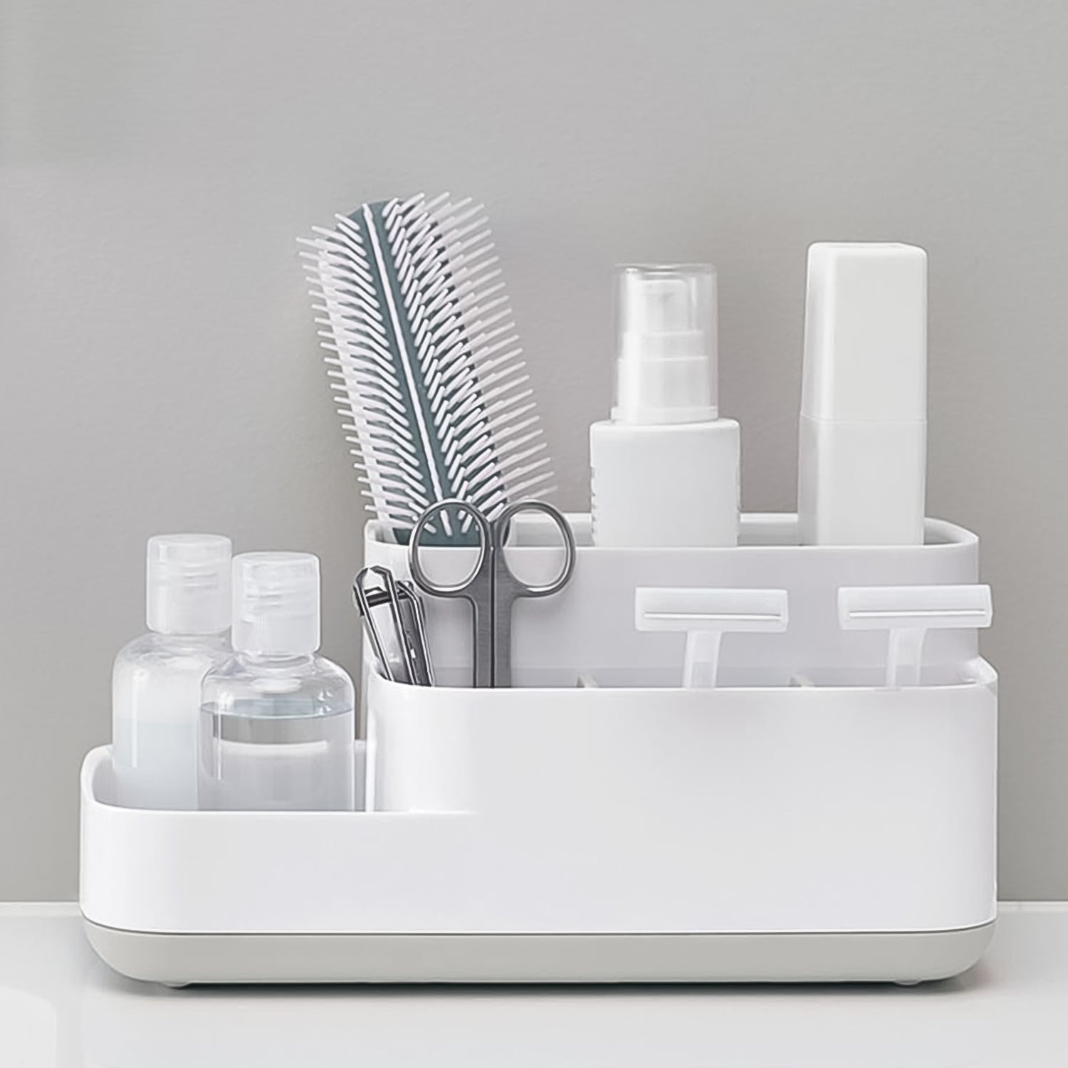Plastic Multipurpose 5 Compartment Bathroom Desk Organizer Holder (1 Pc) Your Brand