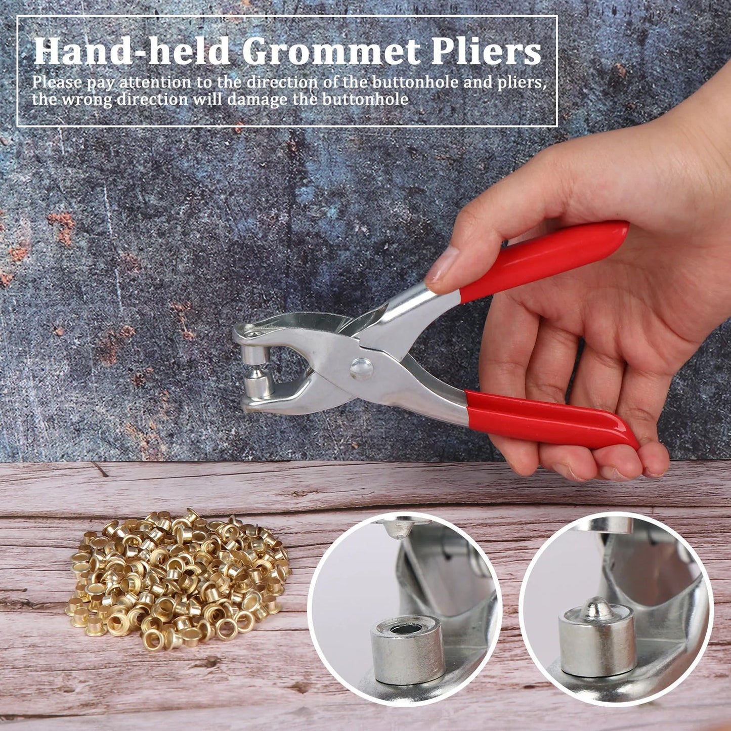Grommet Setting Tool with 25 PCS Gold Eyelets Grommets Steel Hole Punch