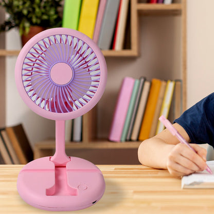 USB Rechargeable Portable Fan With LED Light Heavy Duty & Foldable Fan With Charging Port Home, Outdoor, Temple Your Brand
